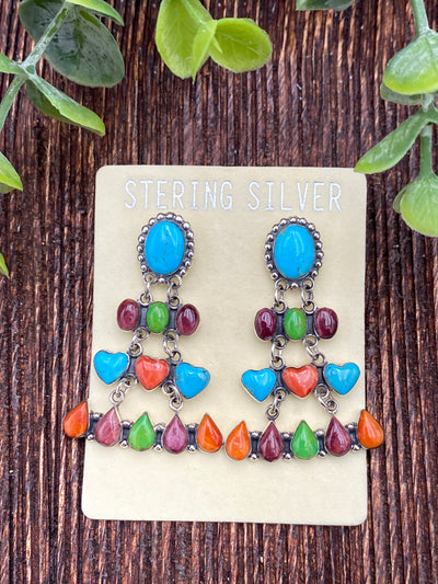 Abigail Fun Shapes Chandelier Sterling Earrings