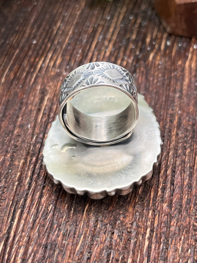 Barden Red & Green Teardrop Sterling Ring - Adjustable