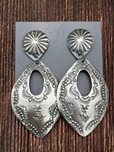 Juniper Stamped Double Concho Sterling Earrings