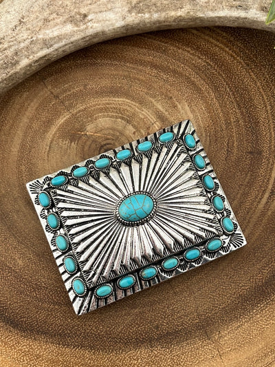 Fashion Turquoise Square Concho Belt Buckle
