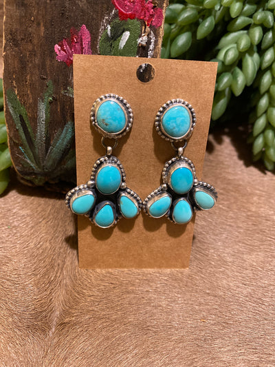 Rambler 5 Stone Turquoise Earrings - 2"
