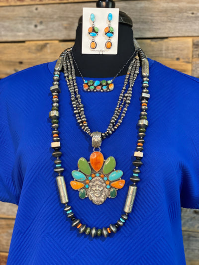 Vera Turquoise & Spiny Pendant & Earrings