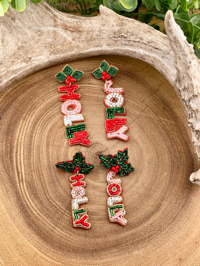 Holly Jolly Beaded Earrings