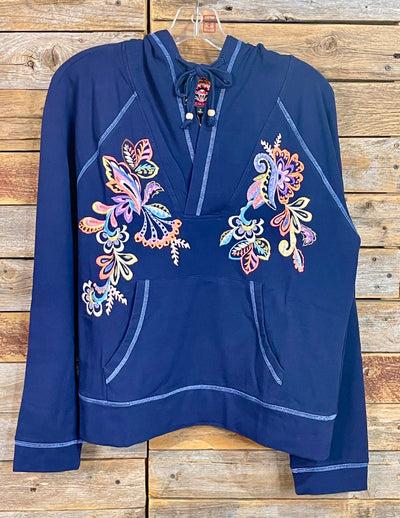Johnny Was Hooded Raglan Sweatshirt - Zinnia