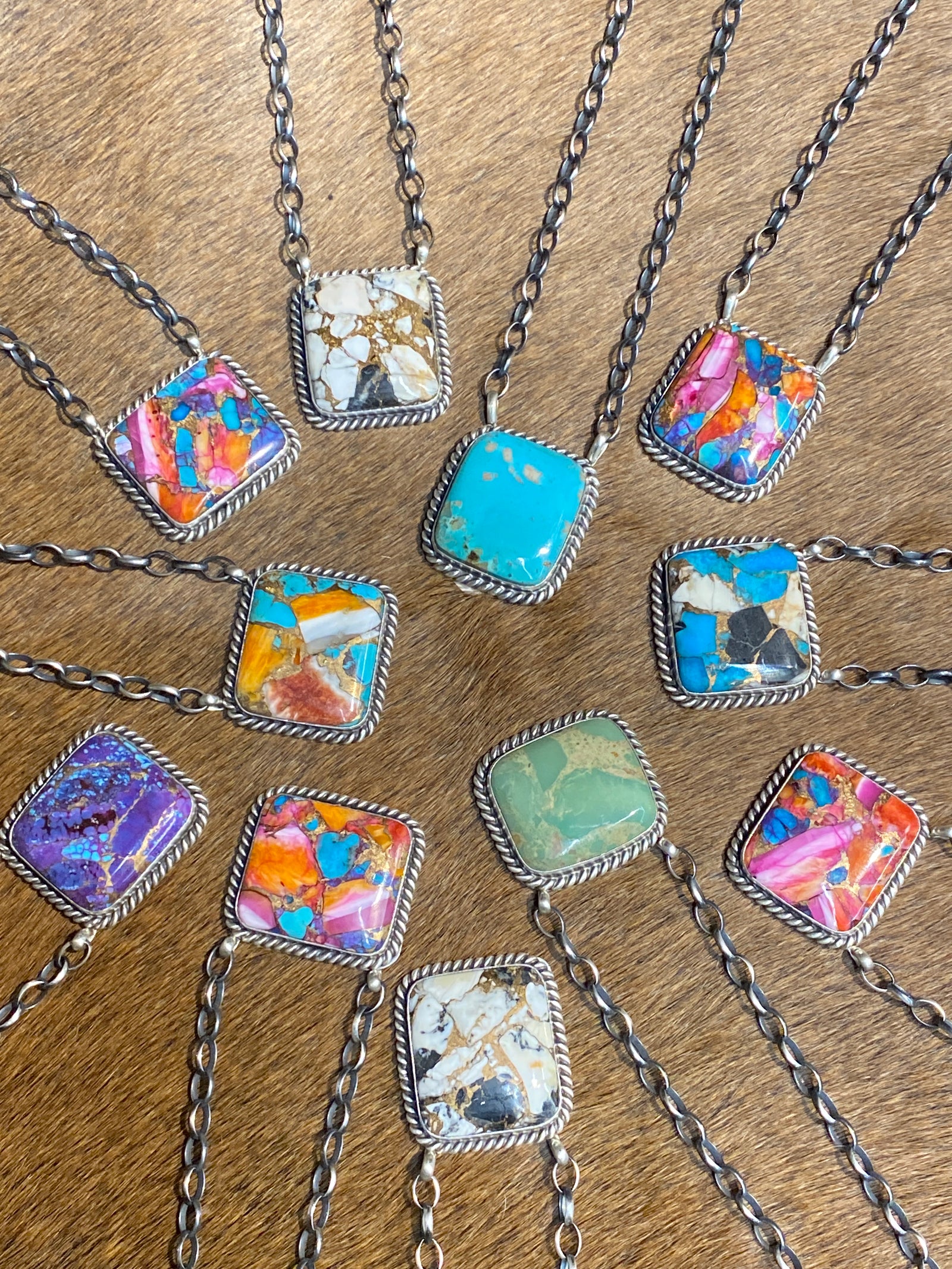 Wilson Roped Sterling 1" Rectangle Stone Link Chain Necklace - 16"