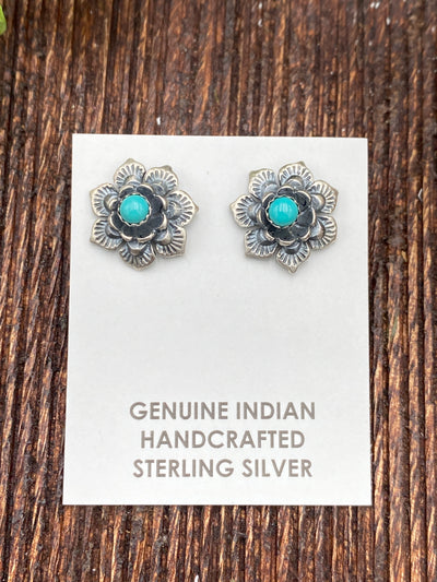 Kathryn 3D Flower Earrings - Turquoise