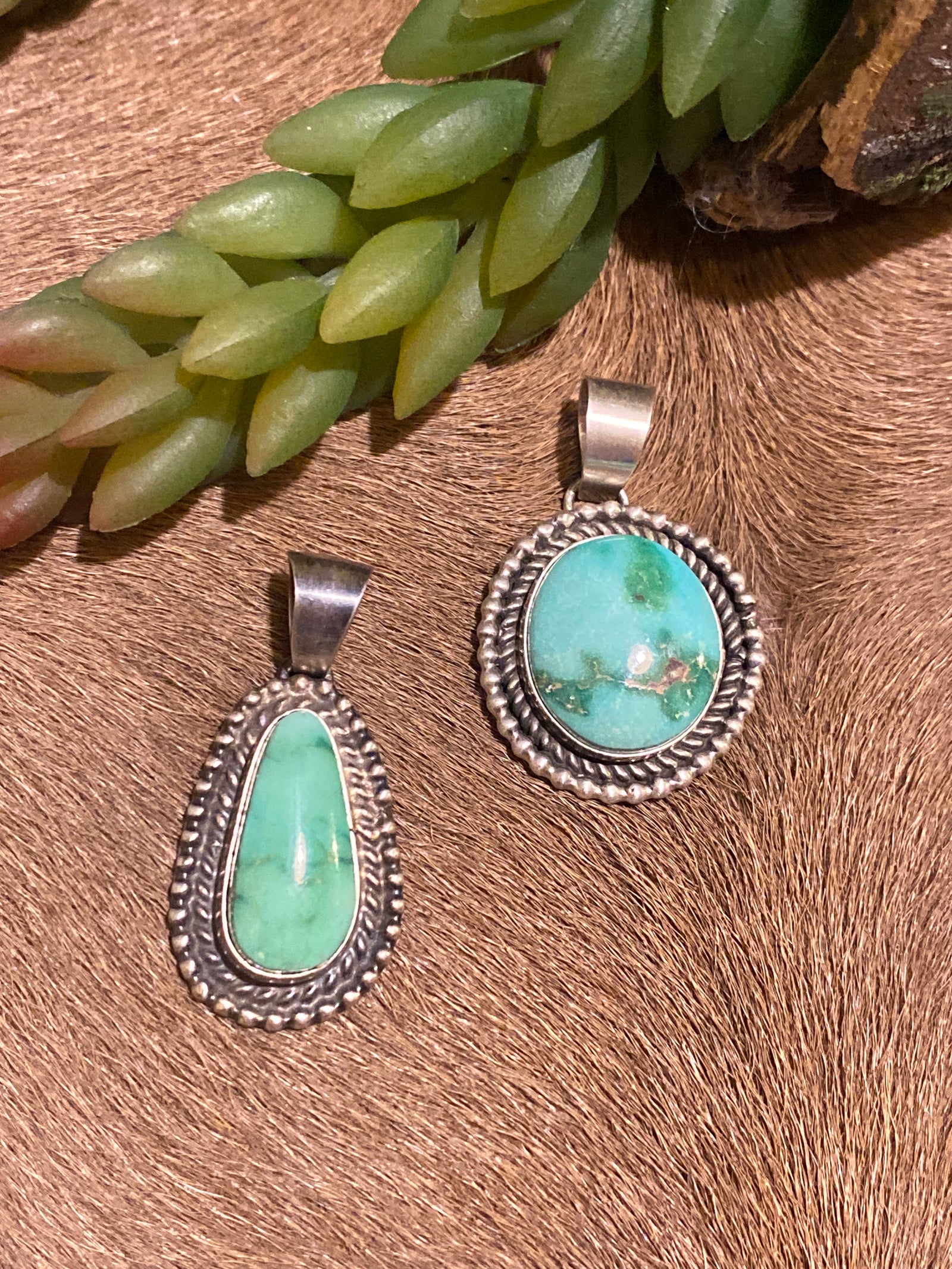 Fiera Sterling Sonoran Gold Turquoise Pendant - Green