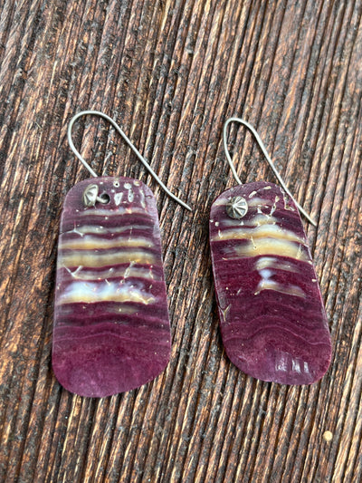 Isabel Sterling Burst Spiny Slab Earrings - Purple