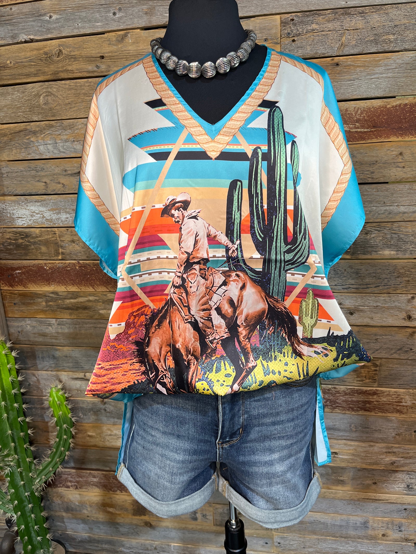 Aztec Bonc Poncho Blouse