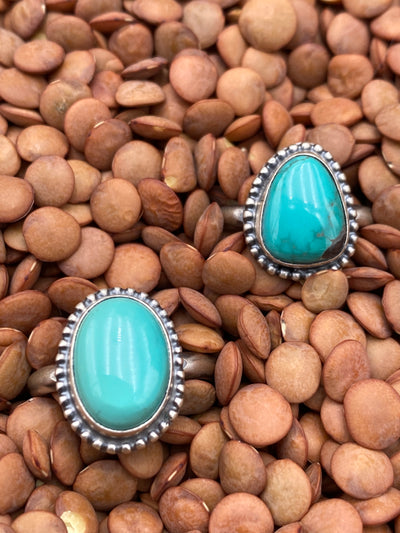 Goffstown Sterling Dot Framed Turquoise Ring