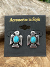 Cathy Fashion Thunderbird Post Earrings - Turquoise