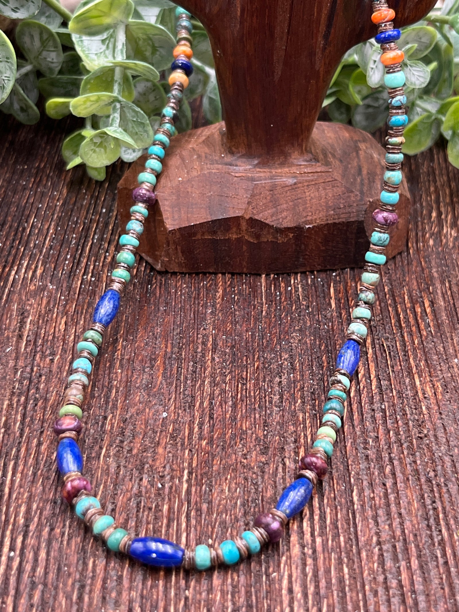 Old Glory Turquoise Spiny Lapis Necklace - 18"