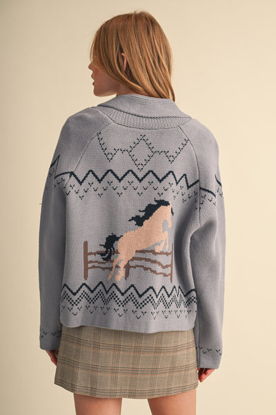 Horse Knit Sweater Cardigan - 2 Colors