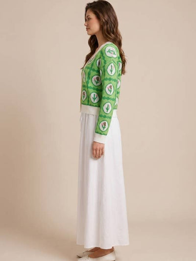 Cactus V-Neckline Sweater Cardigan