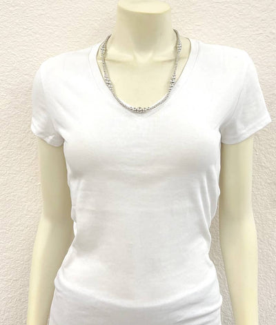 Lowlands Fashion Varied Silver Navajo Bead Necklace - 22"