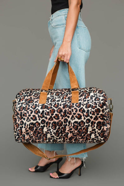 Brown & Cream Leopard Duffel