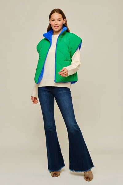 Kelly Green Puffer Fur Vest