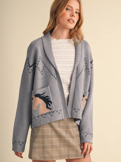 Horse Knit Sweater Cardigan - 2 Colors