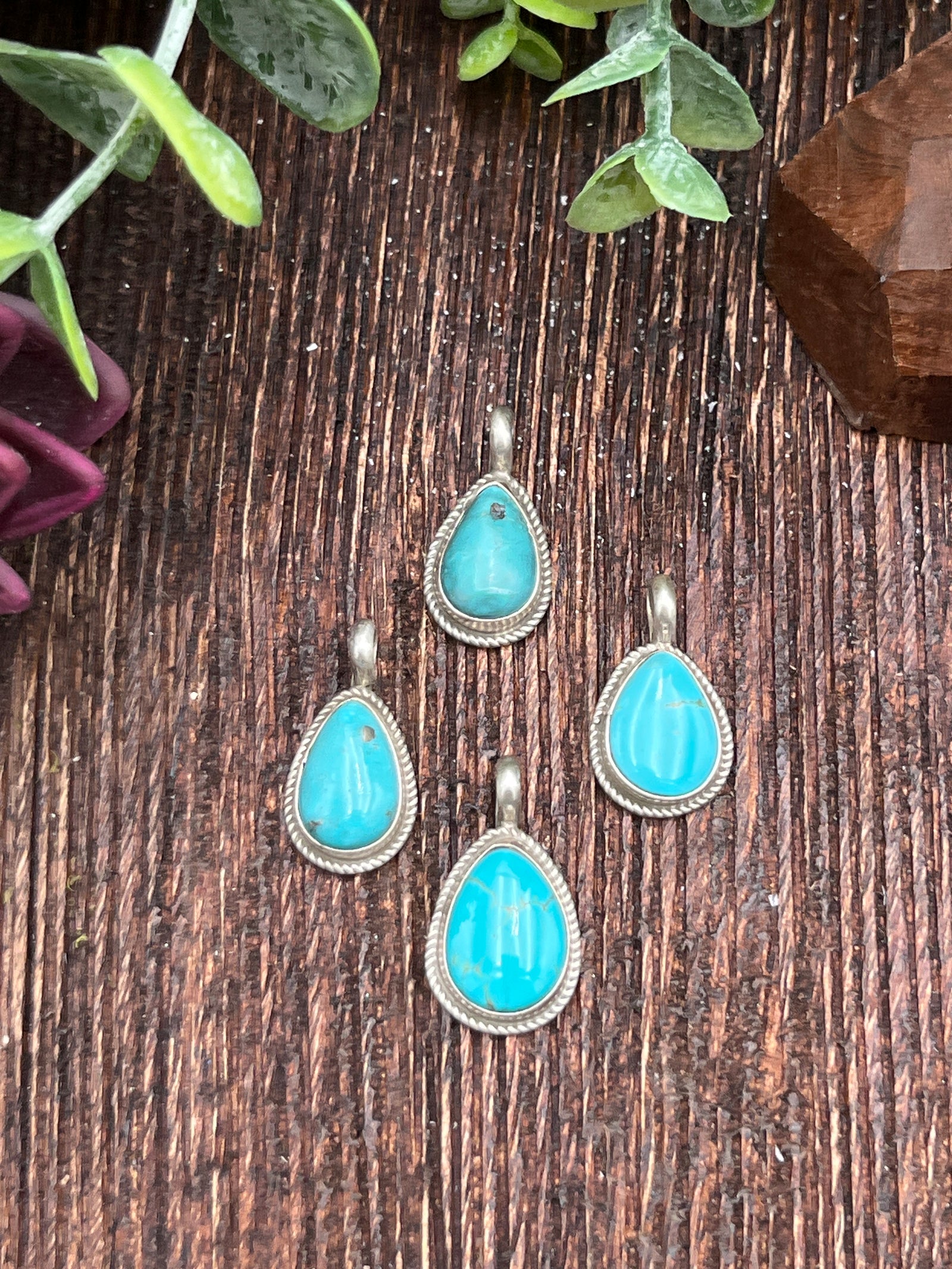 Iris Kingman Turquoise Teardrop Sterling Pendant