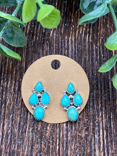 Lindsay 4 Stone Post Earrings - Turquoise