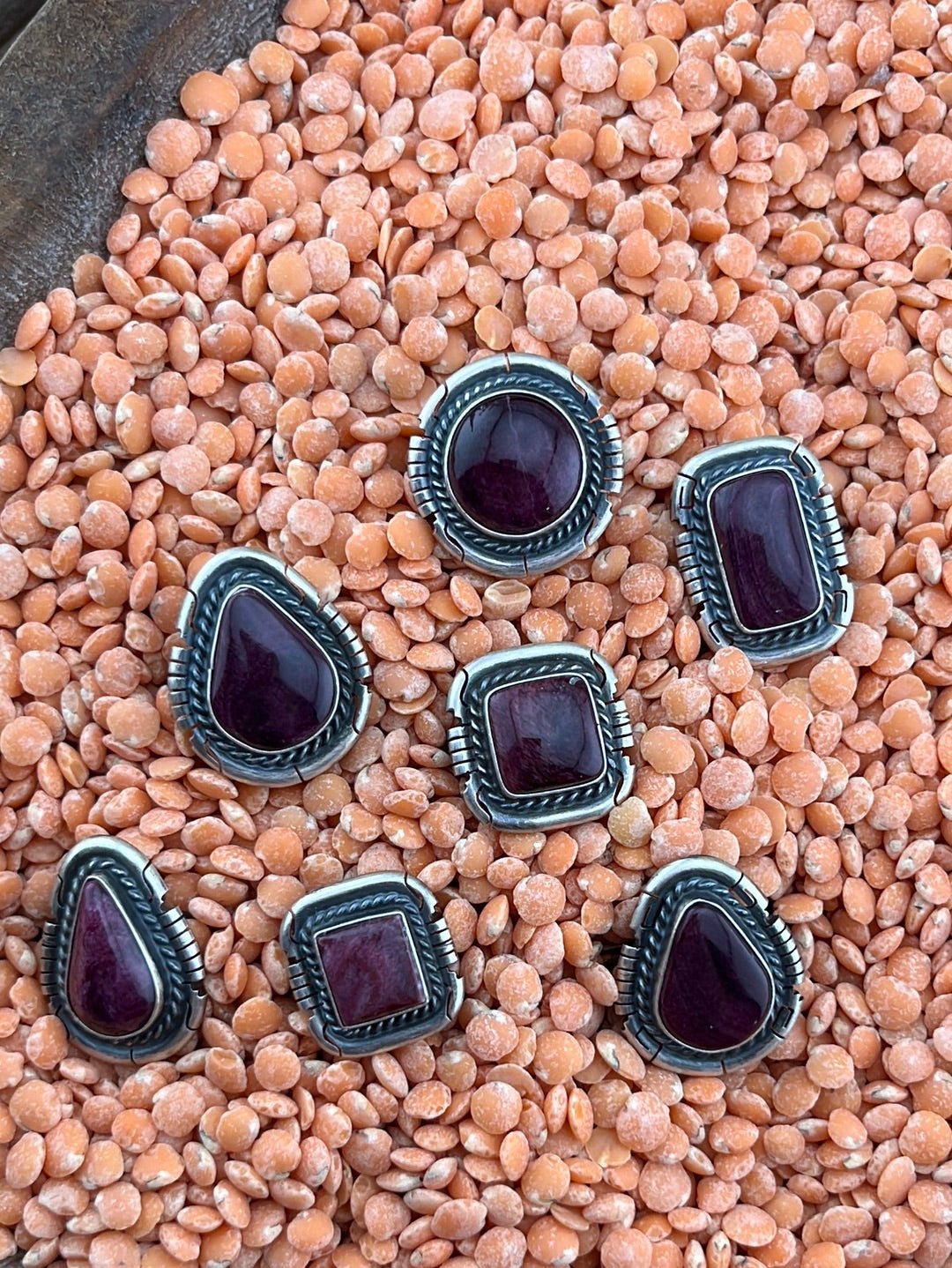 Ranier Double Band Notched Sterling Purple Spiny Ring