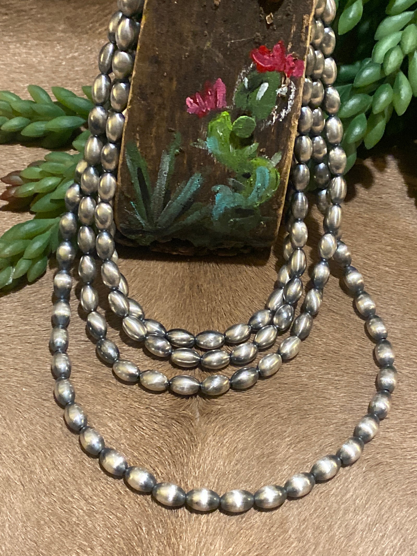 Ciella 7mm Navajo Silver Melon Pearl Necklace