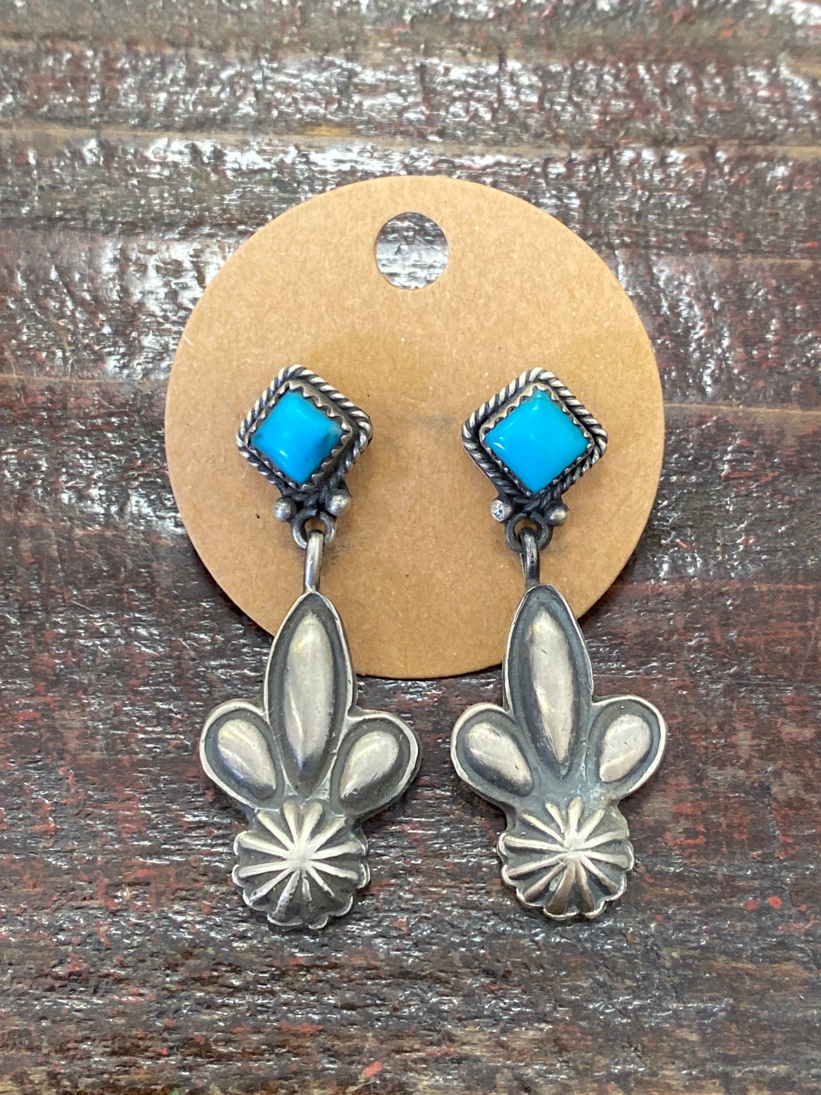 Calypso Stone Post Sterling Burst Drop Earrings - 1.65"