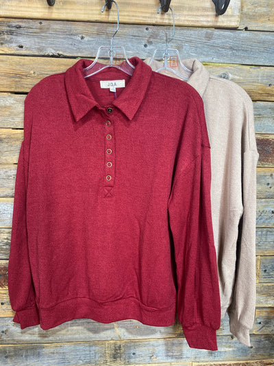 Collared Half Snap Top