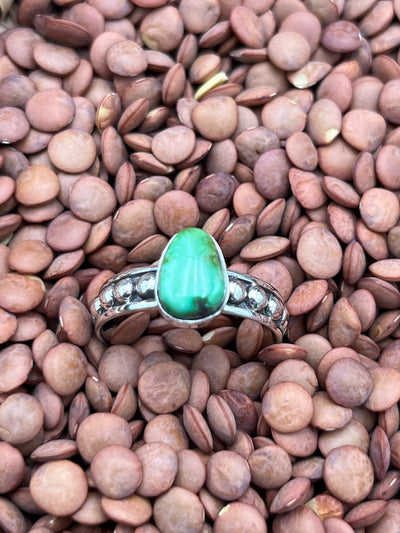 Darla Studded Band Single Stone Sterling Ring - Size 10