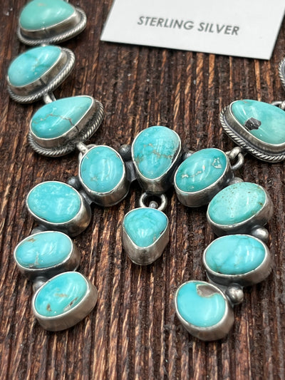 Albright Sterling Turquoise Naja Necklace & Earrings Set - 18"