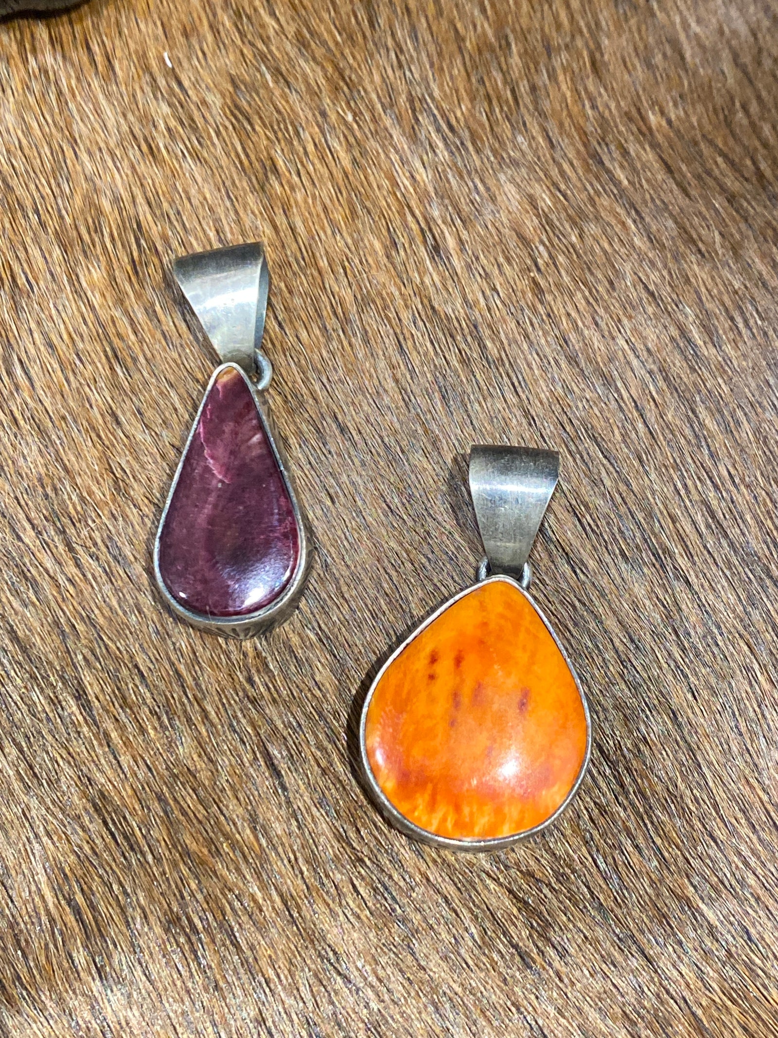 Custer Stamped Sterling Spiny Stone Pendant
