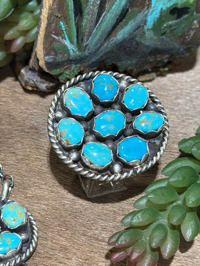 Gavin Turquoise Double Shield Necklace - 18"