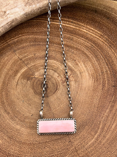 Howell Roped Sterling Pink Conch Bar Necklace - 16"
