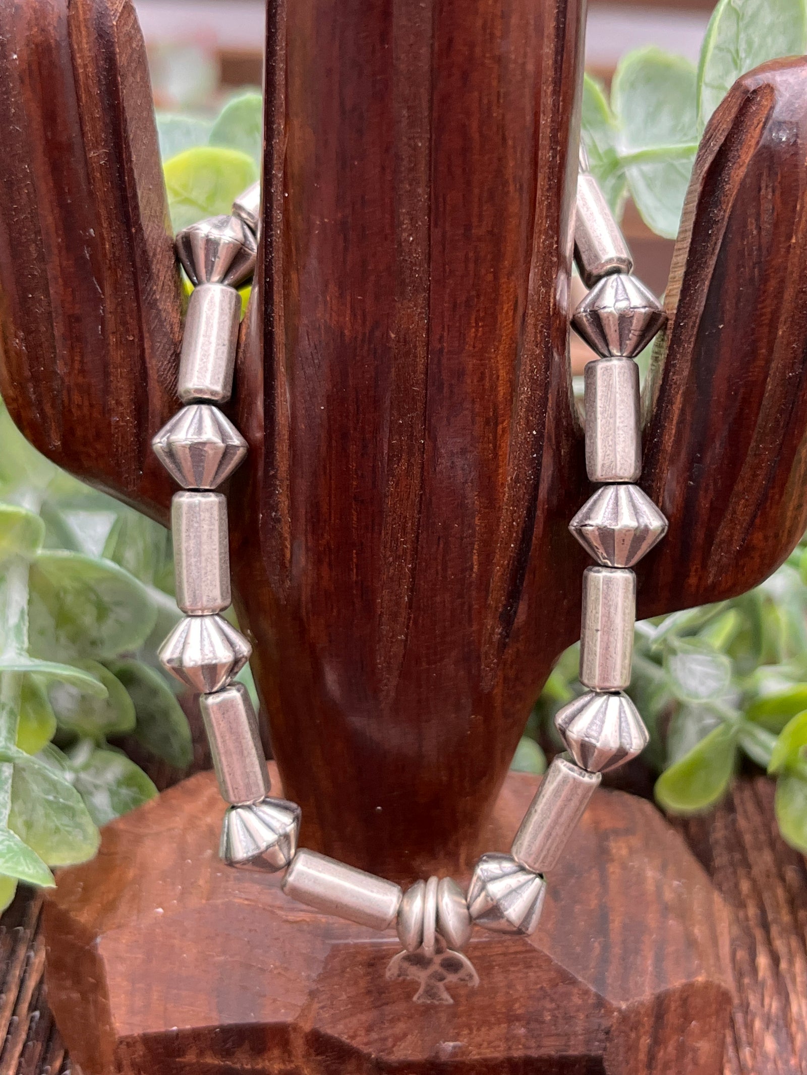 Winter Varied Bead Sterling Stretch Bracelet