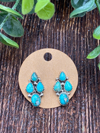 Lindsay 4 Stone Post Earrings - Turquoise