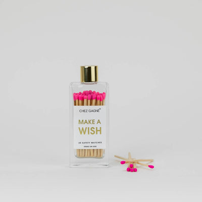 Make A Wish Matches - Glass Bottle Matchsticks - Bright Pink
