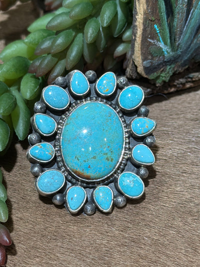 Cedric Assorted #8 Turquoise Sterling Rings - Adjustable