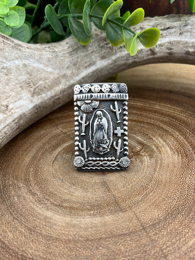 Our Lady Guadalupe Sterling Shield Ring - Size 9