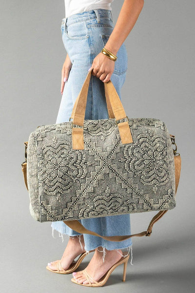 Gray Vintage Inspired Textured Duffel