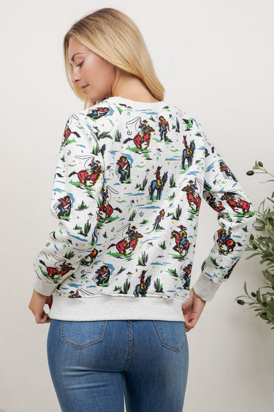 Cowboy Print Pullover