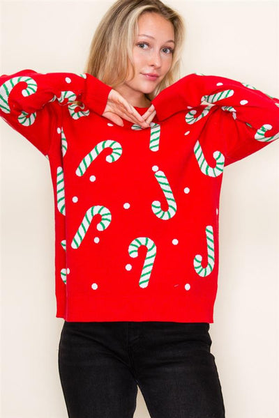 Ruby Christmas Candy Cane Sweater