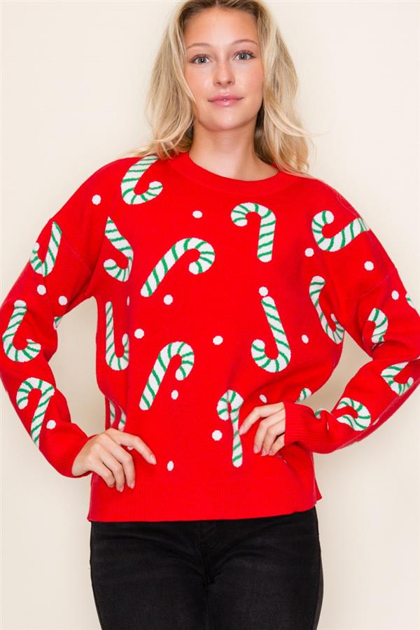 Ruby Christmas Candy Cane Sweater