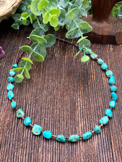 Milford Tumbled Turquoise & Brown Heishi Necklace - 18"