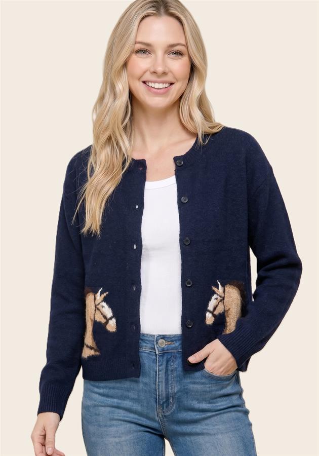 Julie Hip Horse Cardigan Sweater