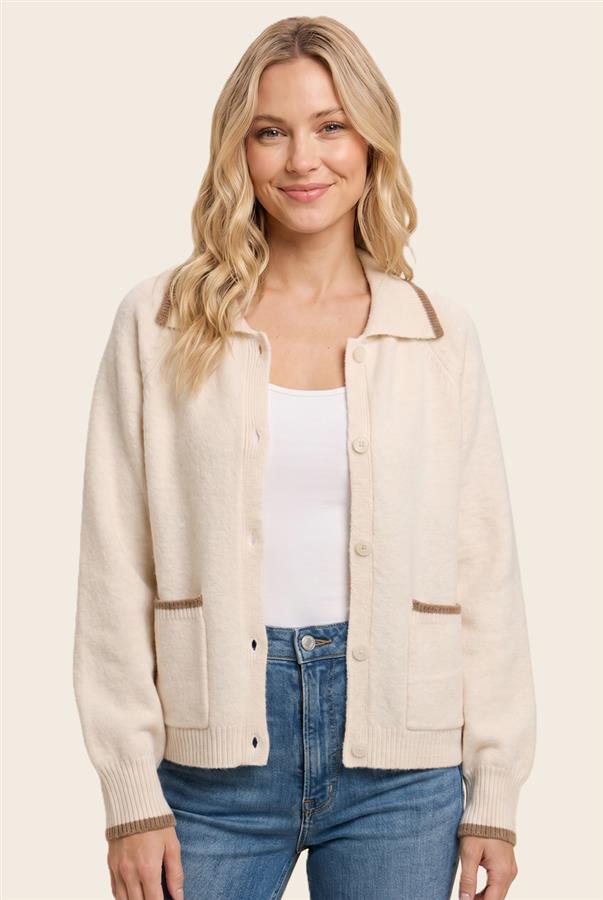 Aniston Oatmeal Jacquard Horse Cardigan