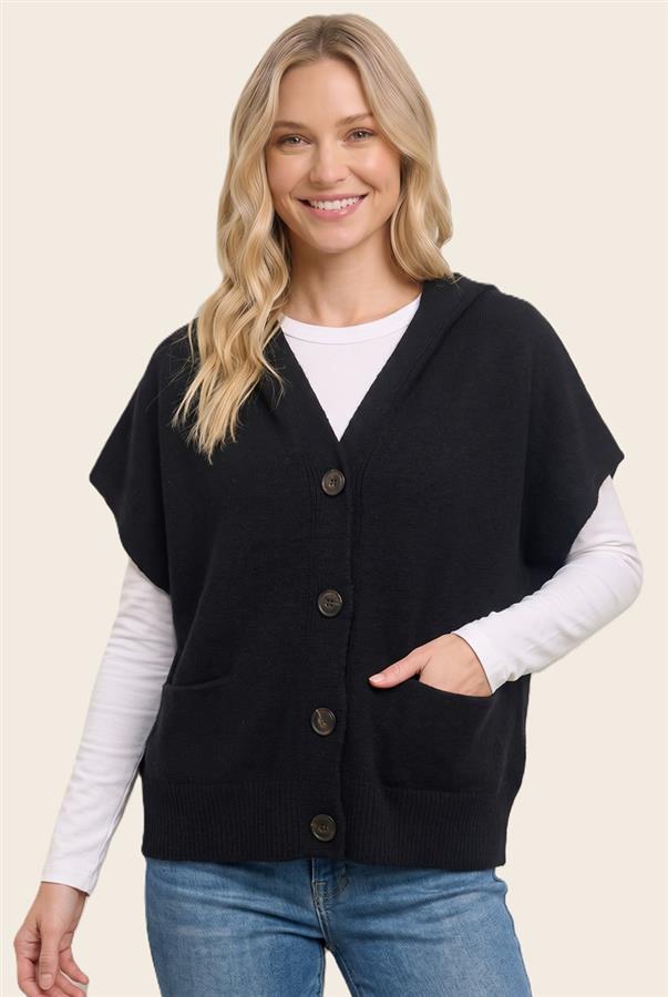 Davis Short Sleeve Hooded Cardigan