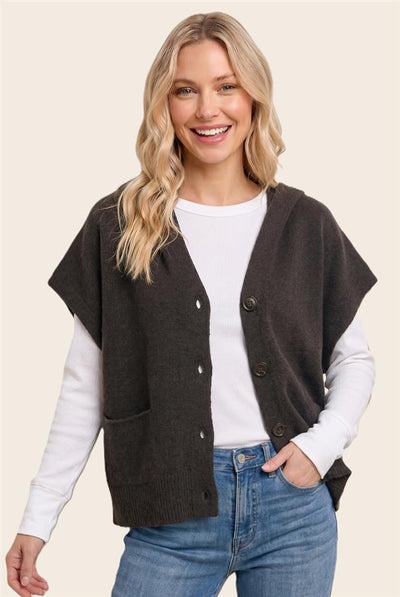 Davis Short Sleeve Hooded Cardigan