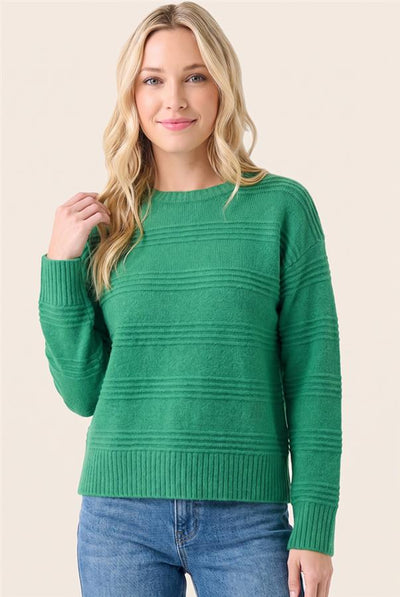 Gwynn Textured Stripe Fuzzy Sweater - Red or Green