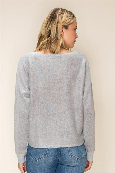 Home for the Holidays Evergreen Sweater - Heather Gray