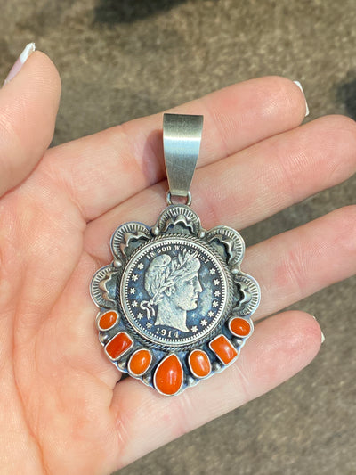Parksville Scalloped Red Spiny 1914 Coin Pendant